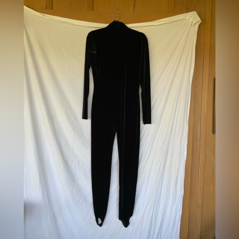 Vintage Black Velour Jumpsuit Lew Magram New York Medium